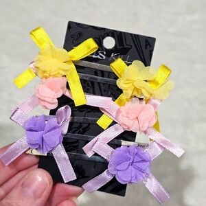 Dolls Kill ✦ Ciel Hair Clips ✦ Set of 6 Pastel Ribbon Floral Claw Accessories